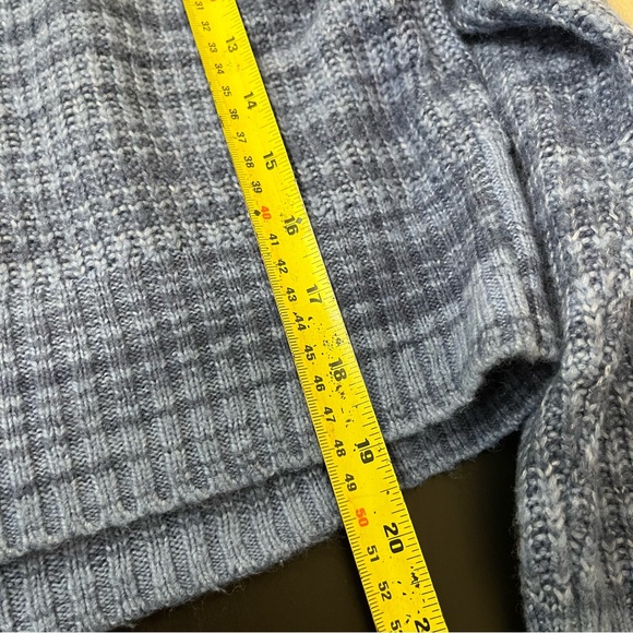 Aerie Oversized Wool Blend Cropped Stripe Sweater - Blue - Funnel Neck - Picture 13 of 13